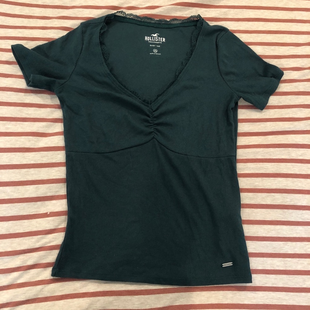 Hollister Ribbed Cinch Neck Baby Tee